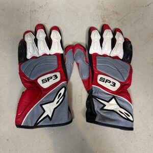 Alpinestars SP-3 womens Leather Motorcycle Gloves Red White Gray Black Large 10